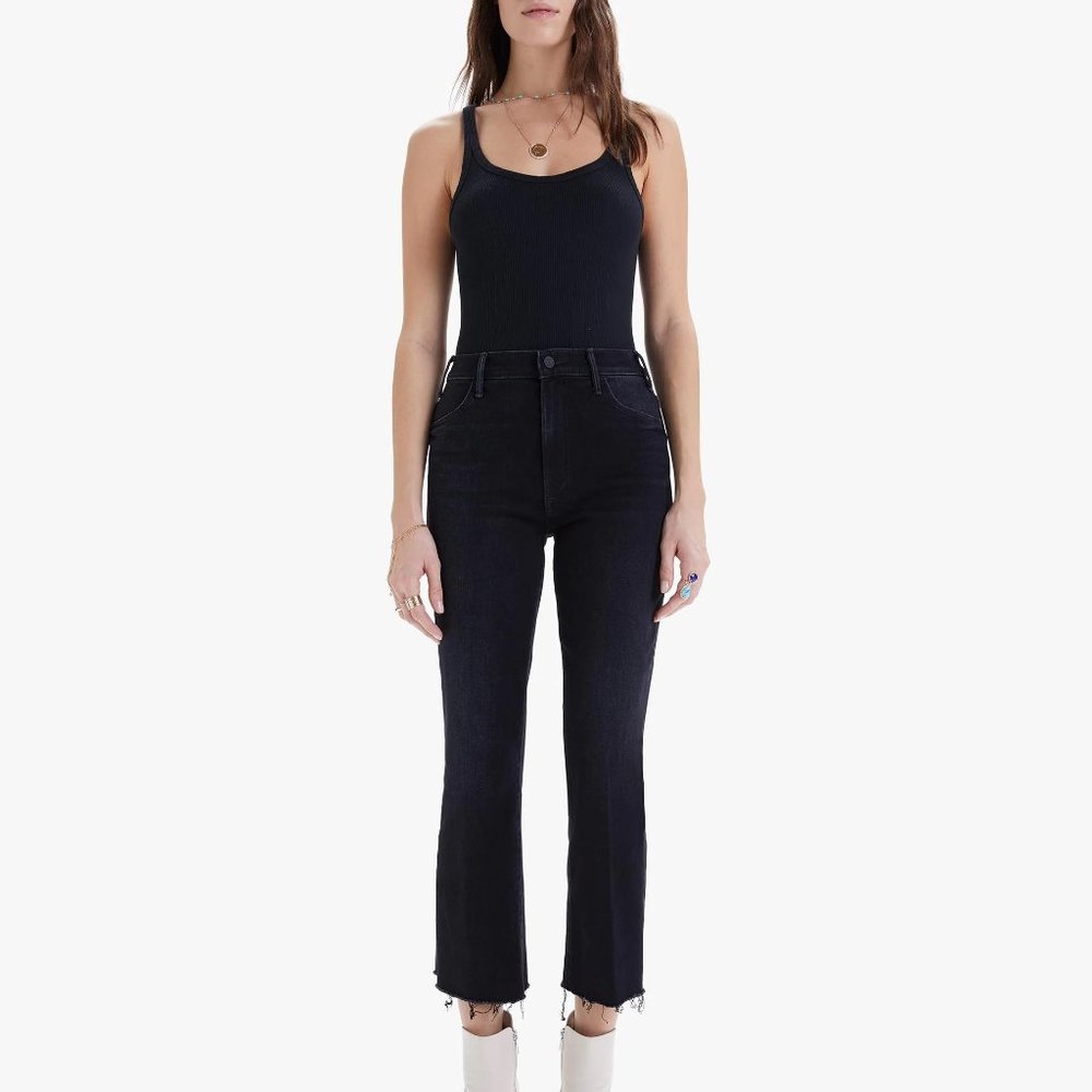 Mother Jeans black sz 28 Hustler ankle Fray.